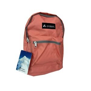 NWT Everest Bookbag Backpack Coral Peach Gray Zippers‎ Adjustable Back to School